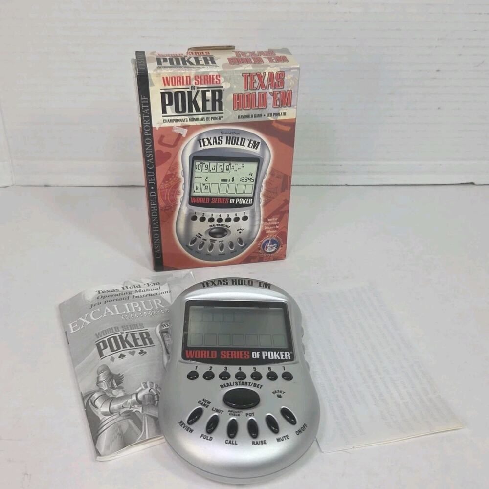 World Series of Poker Texas Hold'Em Handheld Electronic Game w/ Box Manual Works